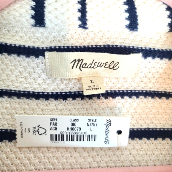 MADEWELL Striped Button-Front Collared Knit Cardigan - Picture 5 of 12